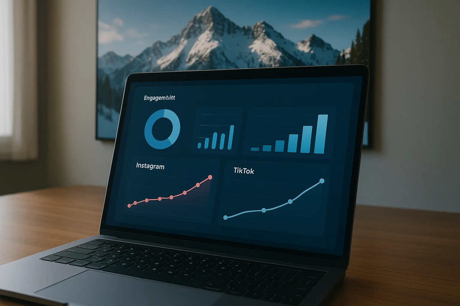 social media analytics dashboard comparing Instagram and TikTok engagement for ski resort