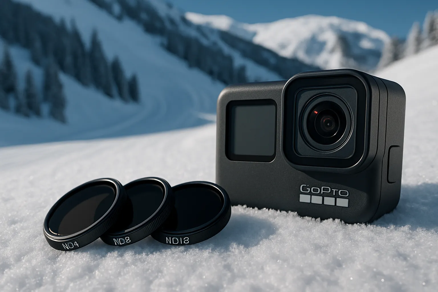ND filters attached to GoPro on snow day