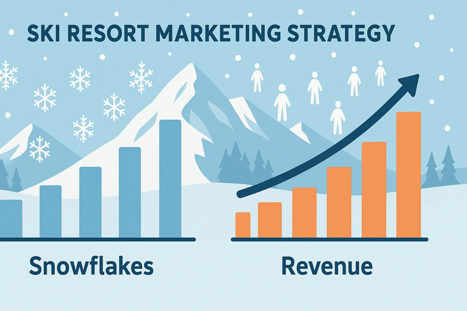 Chart comparing snowfall data versus ski resort visitor numbers and revenue trends
