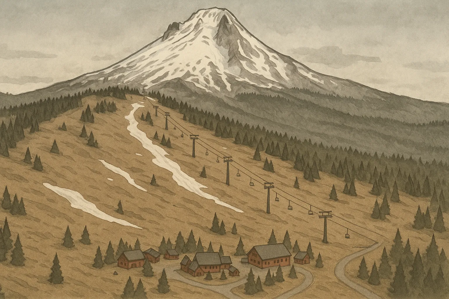 Mt. Hood sparse snowpack low snow year Oregon ski resort