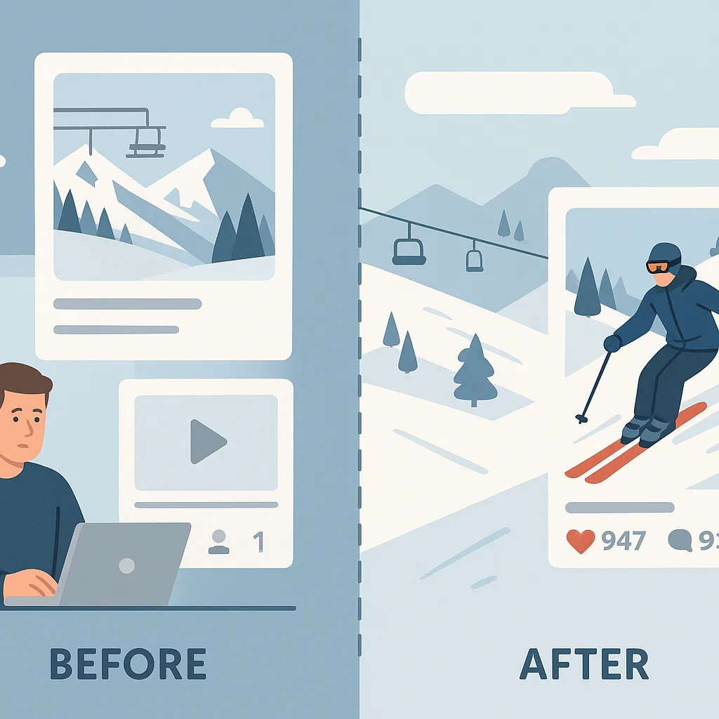 Comparison of authentic vs generic ski resort content marketing performance