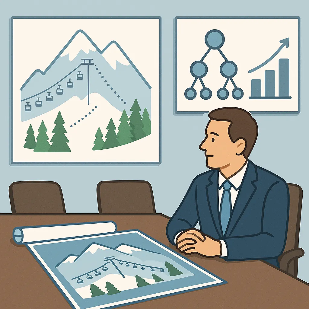 Ski resort executive planning capital investment and lift expansion ROI