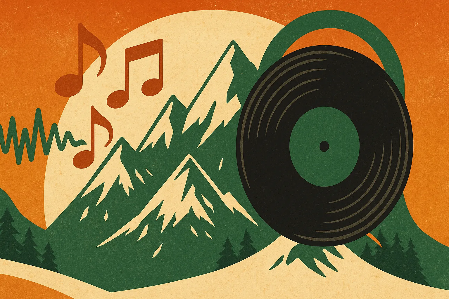 Steamboat Springs ski resort brand Spotify album retro illustration