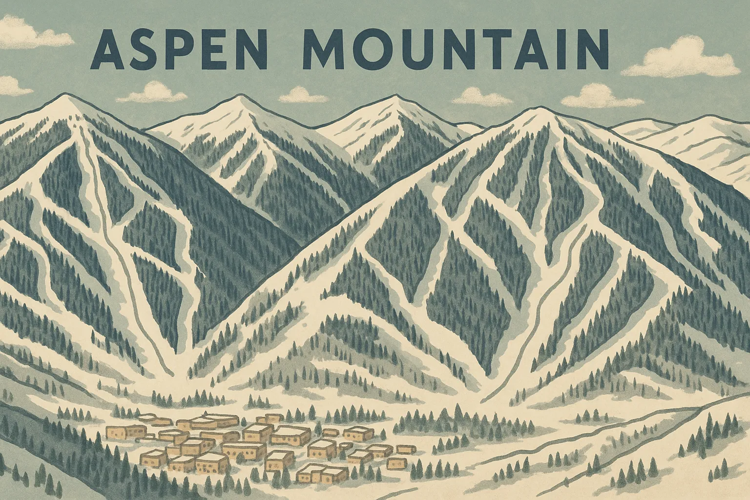 Aspen Snowmass four mountains ski area Colorado aerial view