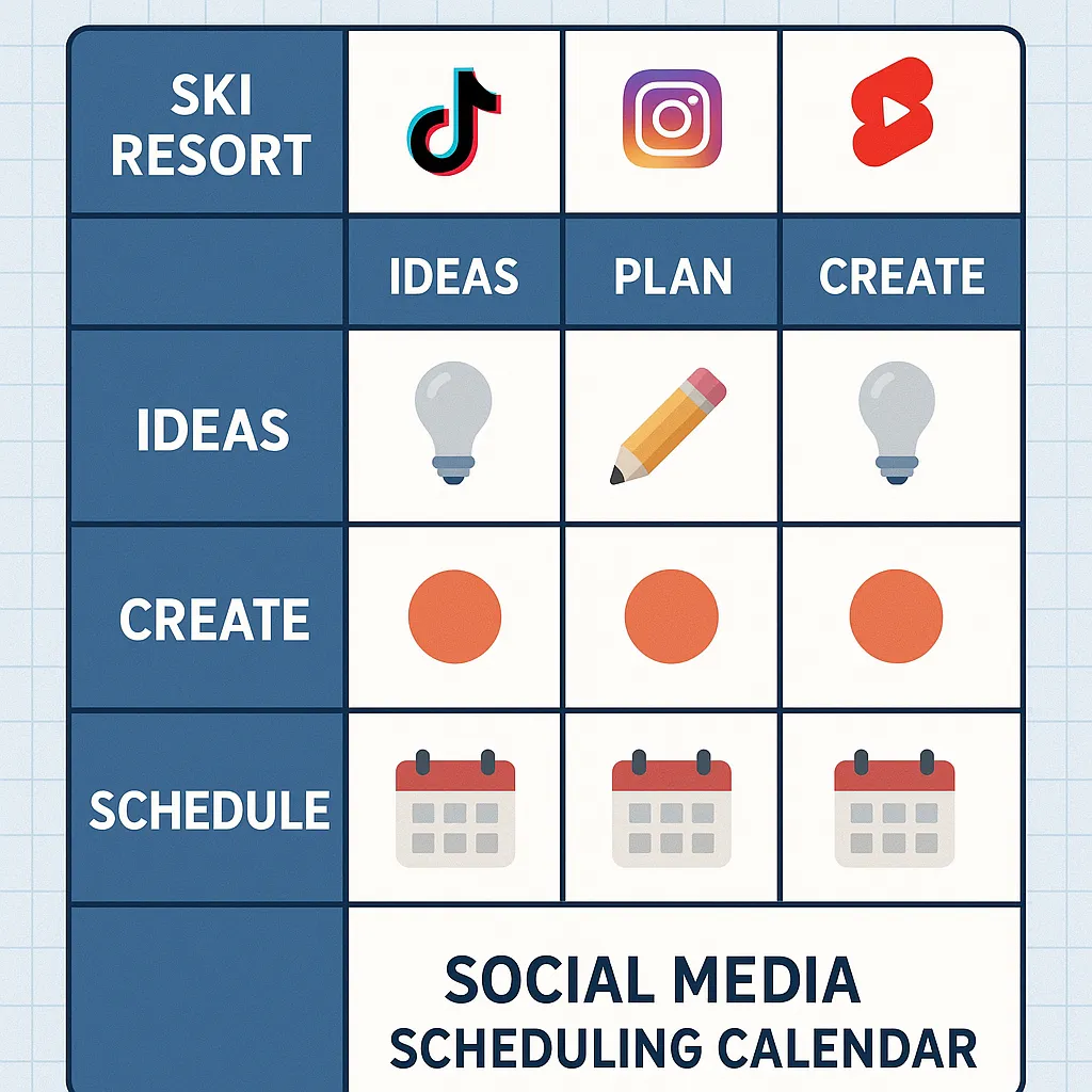TikTok, Reels, and Shorts performance comparison for ski resort social media content