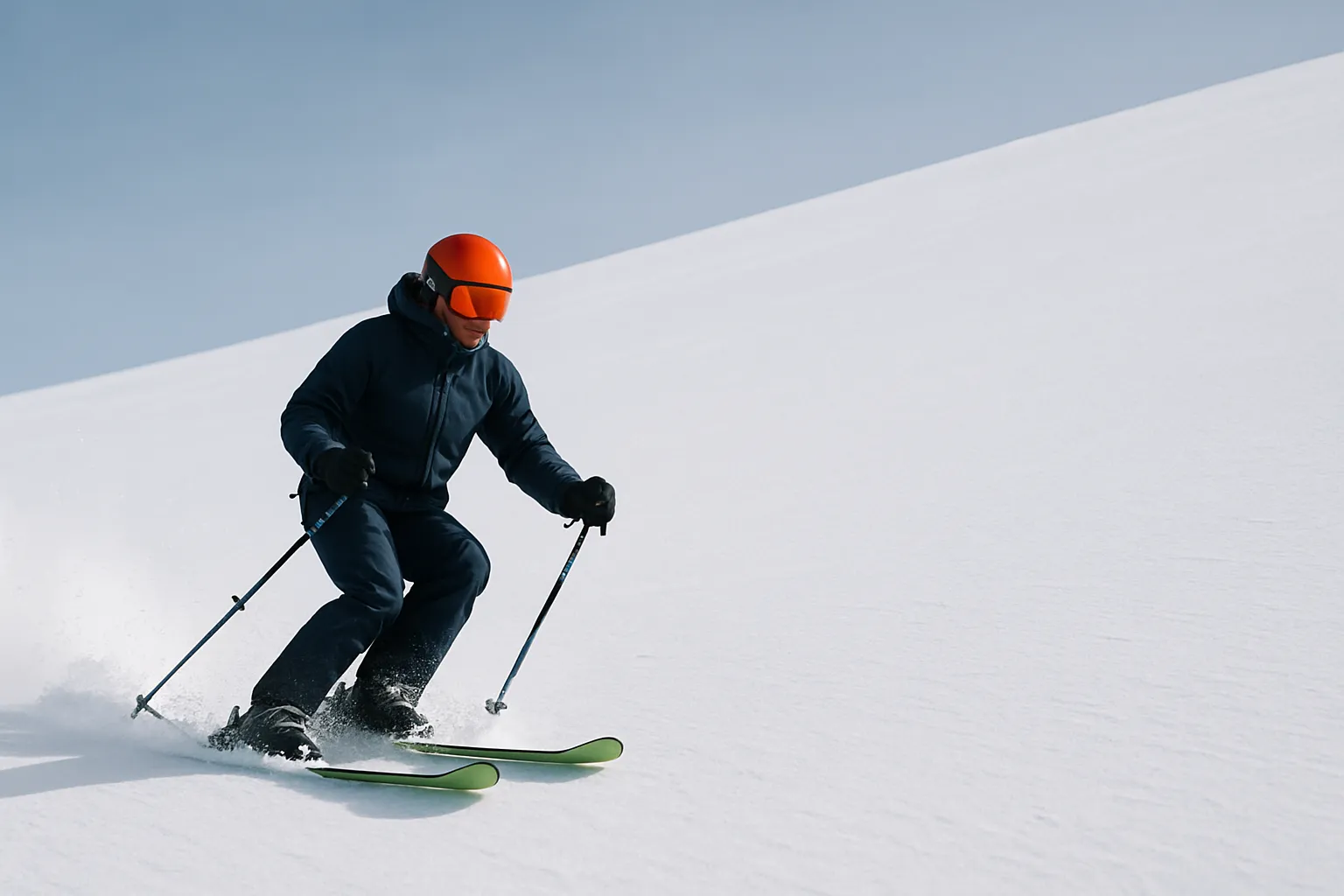 Ski action shot demonstrating rule of thirds composition