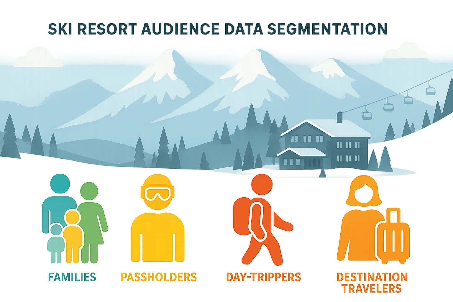 Ski resort CRM showing segmented audience groups and engagement metrics