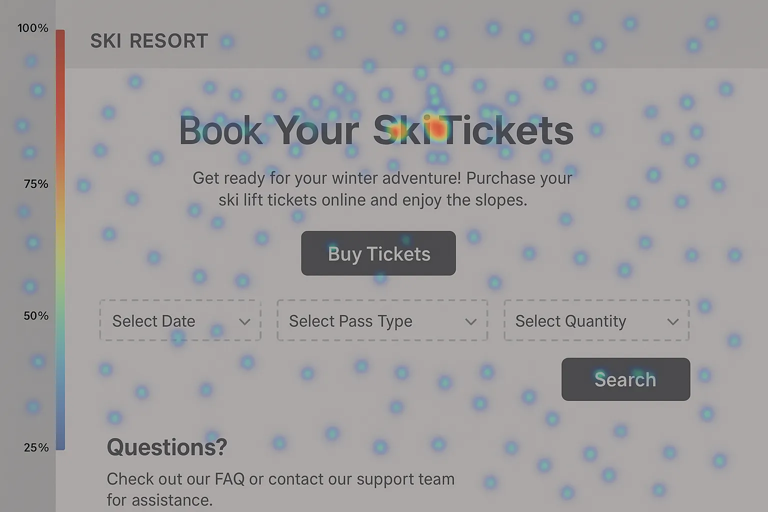 Microsoft Clarity dashboard with heatmap insights for ski resort website optimization