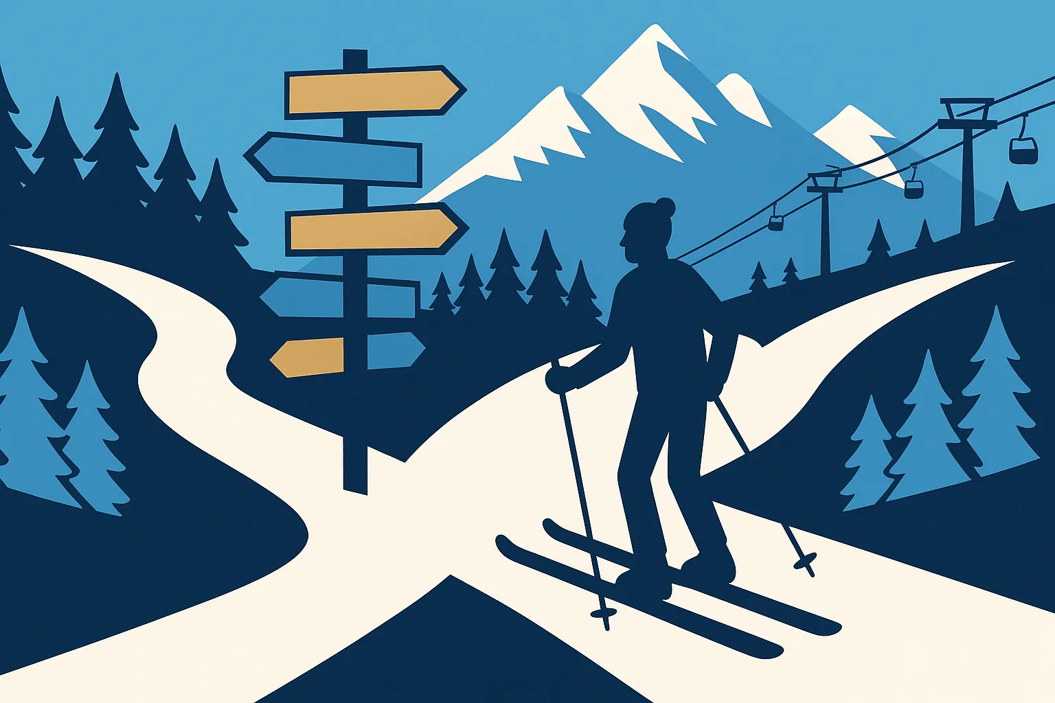 Resort pass strategy forked path illustration showing independent resort choices