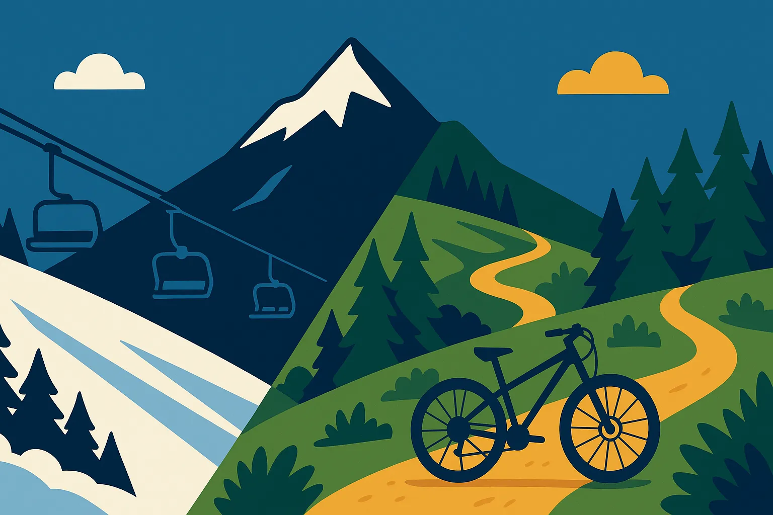 Ski resort transitioning from winter to summer mountain biking