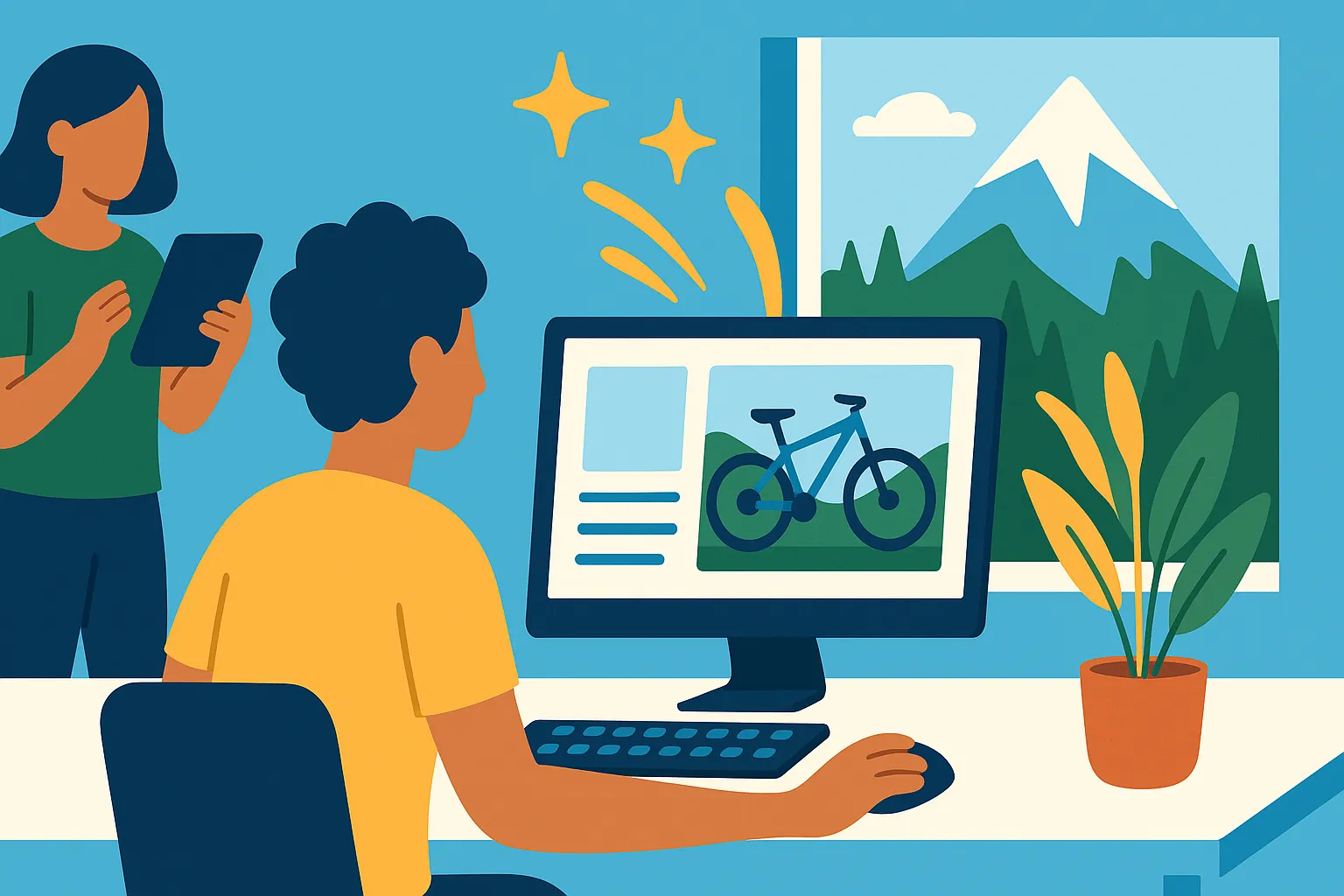 Resort content team creating summer bike park marketing content