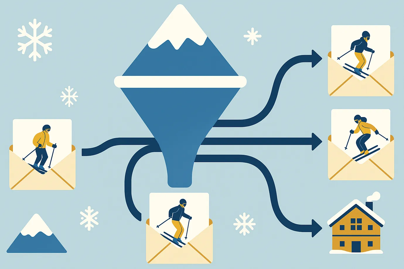 Email segmentation concept for ski resort marketing