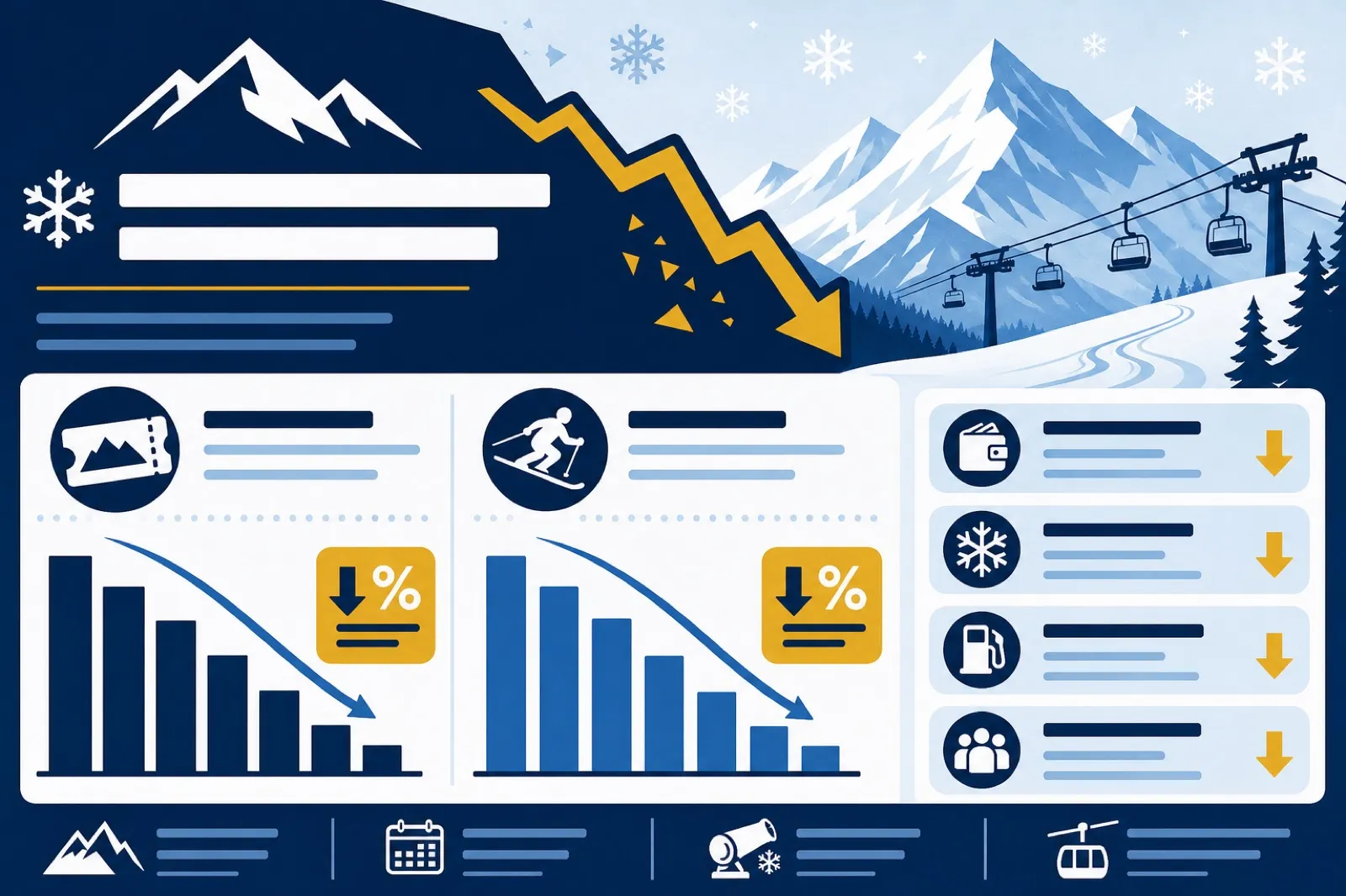 Ski industry pass sales data infographic showing decline trends