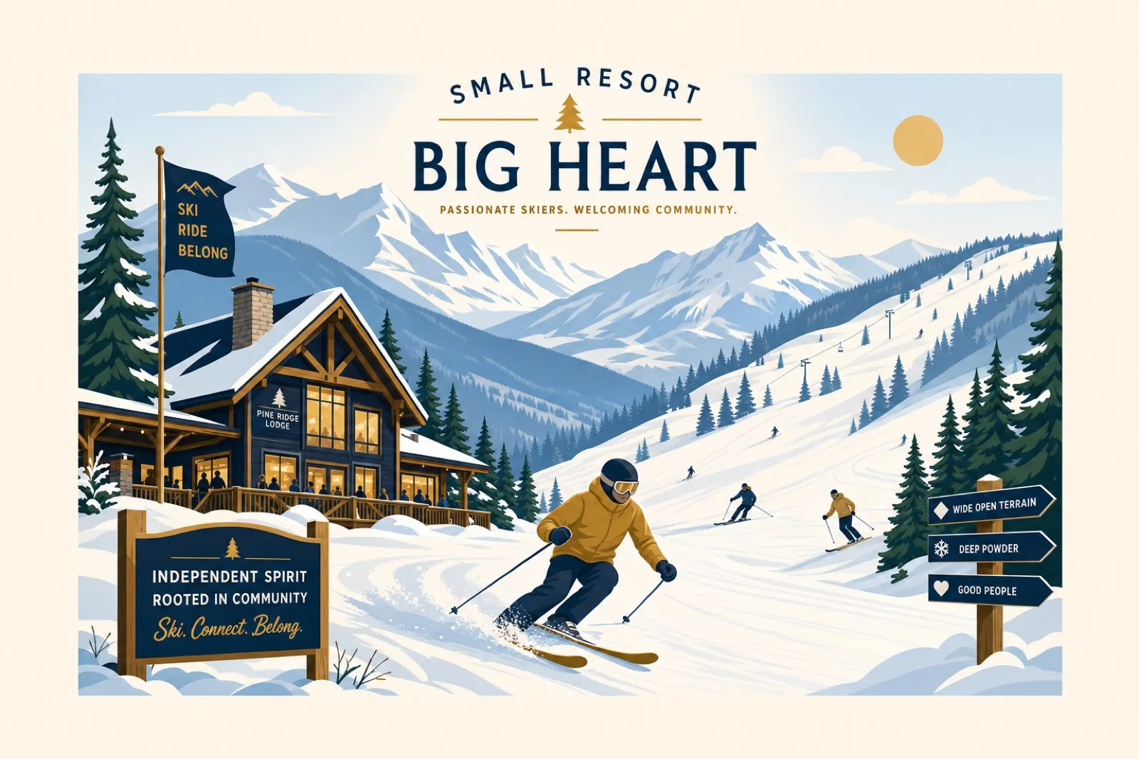 Independent ski resort community with loyal local skier guests