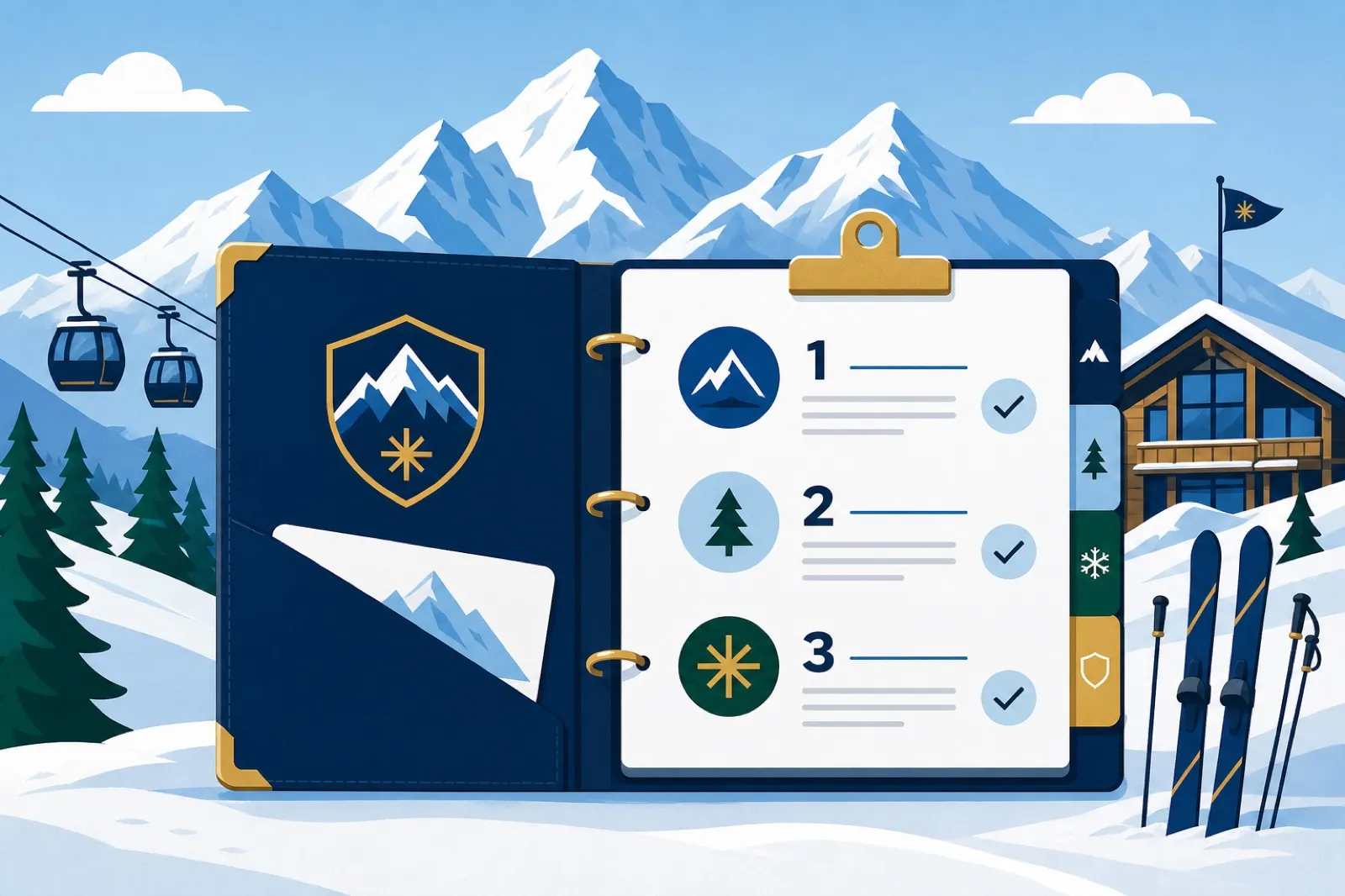 Leadership transition at ski resort with new direction and sunrise symbolism